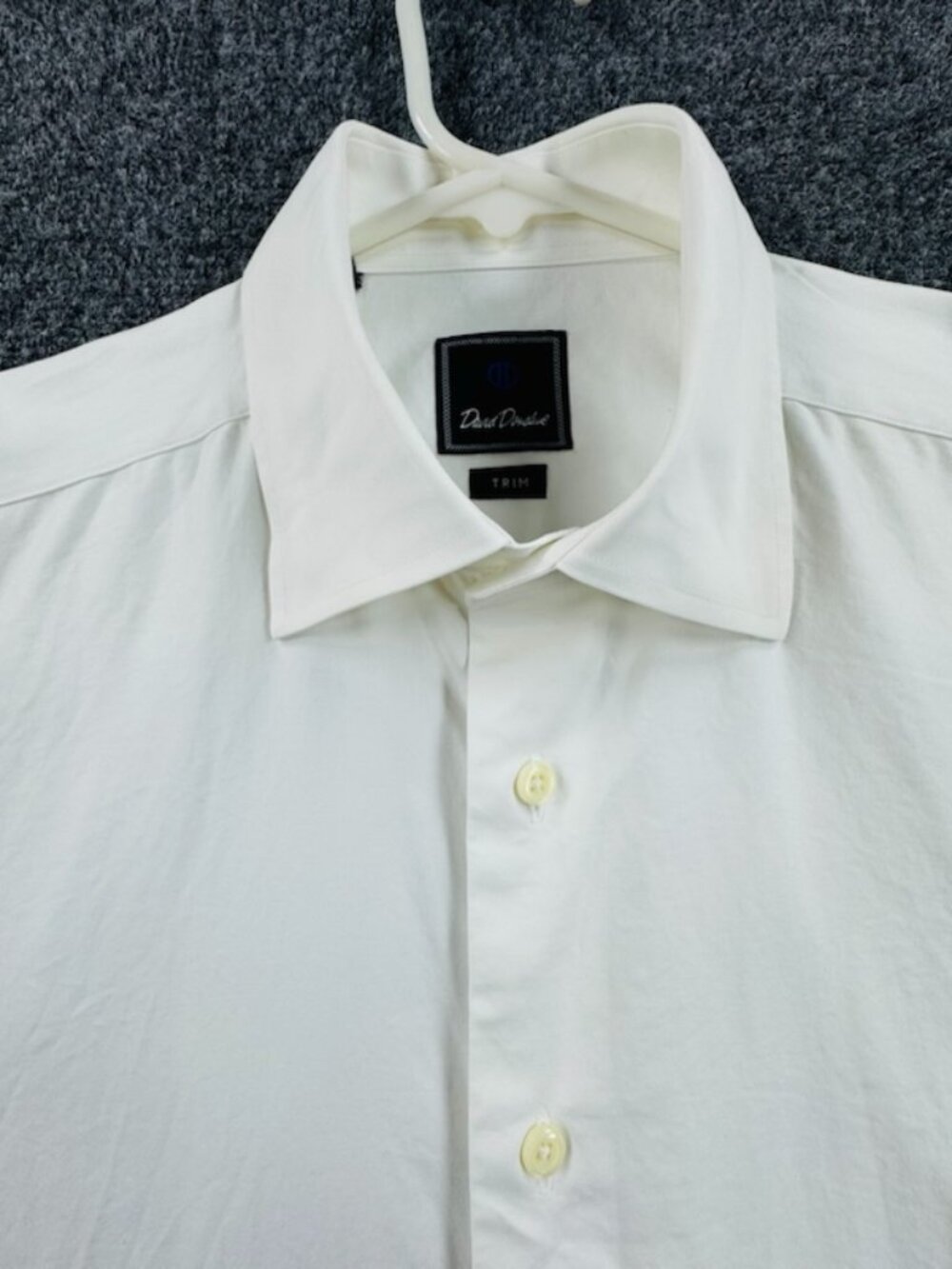 David Donahue Cotton 16.5 34/35 Trim White Point Premium Business Solid Mens